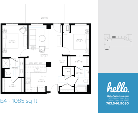 E4 Floor Plan at Hello Apartments, Minnesota